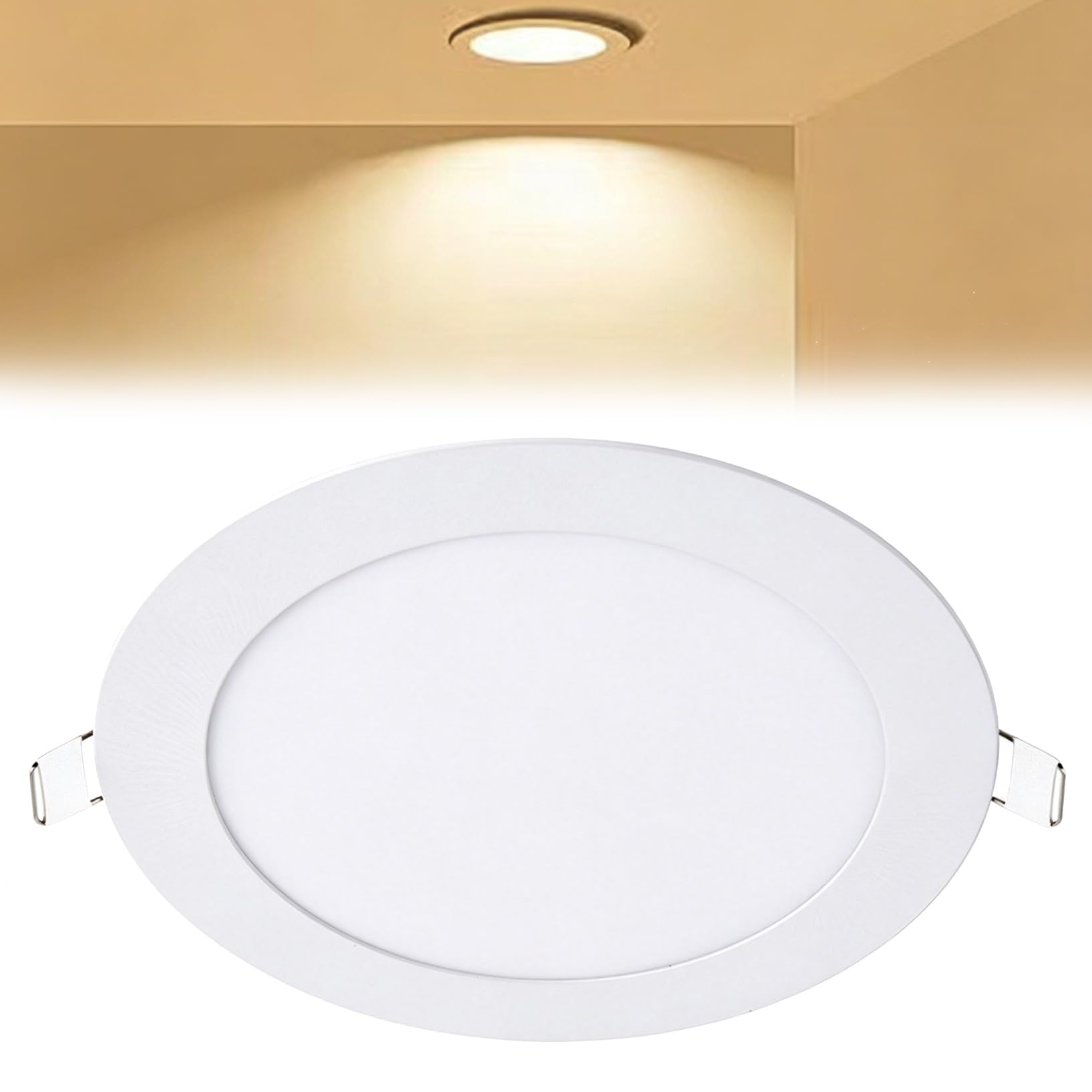 VOGHMOLD 15W Ultra Slim LED Downlight 8 inch, 3000K Recessed Ceiling Light, Cut Φ175-180mm, AC85-265V Flush Mount Spotlights Aluminum Round Panel Lights for Office Hallway, 1 Pack