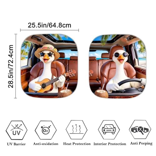 Image of Beach Goose Drive Front Window Sunshade 2 Piece Foldable Car Windshield Sun Shade UV Blocker Heat Reflection Sun Visor Auto Interior Accessories Suitable for Cars