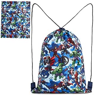 Marvel Avengers Drawstring Bags, Gym Bag For Kids With Captain America Iron Man Incredible Hulk and Thor, Lightweight String Bag For Swimming Sport Travel, Gifts for Boys Teens