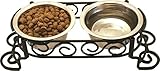 SPOT Mediterranean Double Diner Elevated Pet Bowls | Elevated Dog Feeder | Dog Feeder for Small Dog | Elevated Dog Feeder for Medium Dogs | Elevated Dog Feeder for Large Dog |Stainless Steel | 1 Pint (5849), 2.5 inches x 5.8 inches x 12 inches
