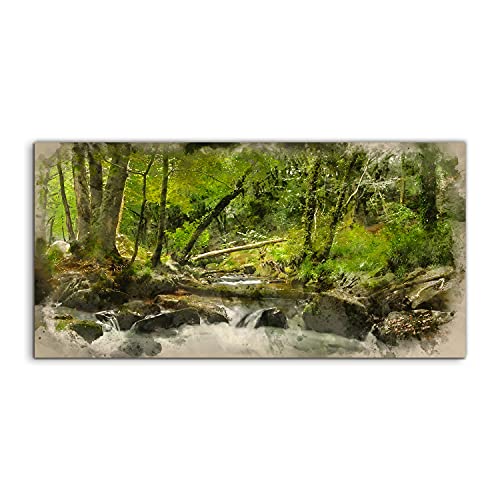 Image sur verre 140x70 cm water forest trees nature décoration murale