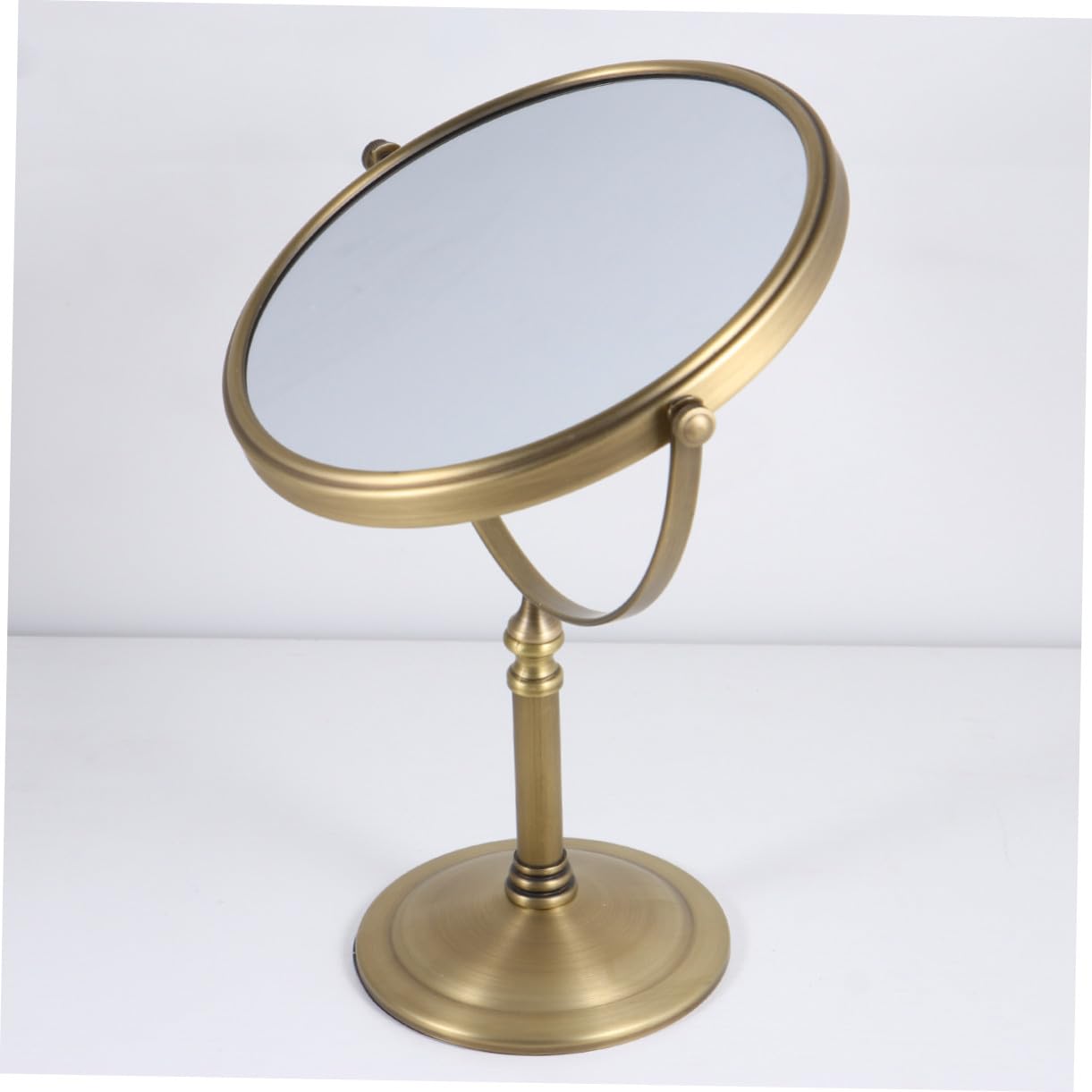 POPETPOP Espejo de Escritorio Doble Cara Aumento 7X 8 Pulgadas Marco de Metal Resistente Base Antideslizante para Mujeres Maquillaje y Cuidado Personal