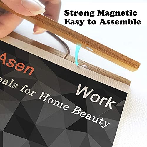 Modern Magnetic Wooden Photo Frame Magnetic Poster Hanger Frame Wood Frame for Prints Pictures Maps Scroll and Artwork DIY Custom Poster Hanger Teak Wood Hanging Scroll Kit(30cm)