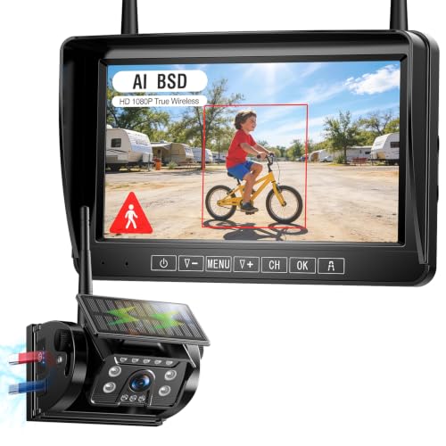 Image of Fookoo HD 1080P 7 inch Magnetic Solar Wireless Backup Camera: BSD 1 Min Install