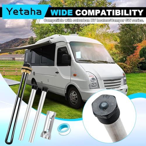 Image of Yetaha RV Water Heater Elements Include 2 Anode Rod 1 Electric Water Heater Element 1 Dual Hex Wrench and 1 Tape Replacement Kit, Heating Element Compatible with Suburban RV Water Heater