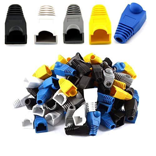 100 Pcs Cat5E Cat6 Rj45 Ethernet Network Cable Strain Relief Boots Cable Connector Plug Cover (5 Colors) #TOP22