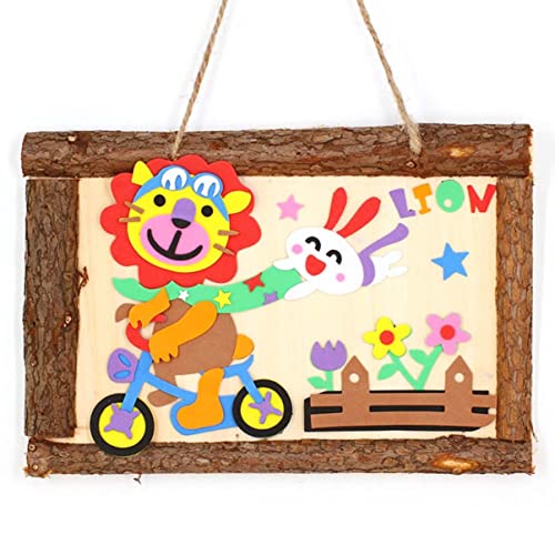 ERINGOGO Handmade Wood Photo Frames Diy Craft for Boys and Girls Home Office Decor Bark Frames
