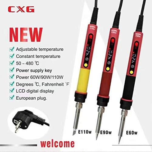 Soldering CXG E110W EU Plug Digital LCD Adjustable NC thermostat Electric soldering iron handle kit set Welding repair Better than 936d - (Color: G, Plug Type: US)