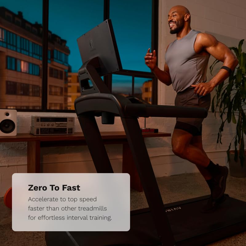 Image of Aviron Victory Treadmill with 22 inch HD Touchscreen. Access to Game-Based Workouts, Streaming, and Classes. Low-Impact 4 inch Step-Up Deck, 3.5 CHP Motor, Up to 12.5 MPH and 12% Incline, Black