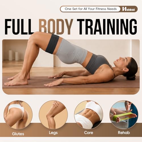 Image of Fabric Resistance Band Set with Exercise Guide, 3 Levels for Hip and Glute | For women and men; 3 resistance levels with an exercise guide for legs, squats, yoga, fitness, and physical therapy