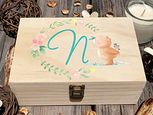 Personalized Box Initial N, Wooden Box, Baby Box initial N, Wood Box, Memory Box For Kids, Birthday Box, Keepsake Box, Treasure Box, Initials, Personalized Gifts, Letter Print, Initial Gift