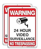 Faittoo 2-Pack Video Surveillance Sign, No Trespassing Metal Reflective Warning Sign, 10