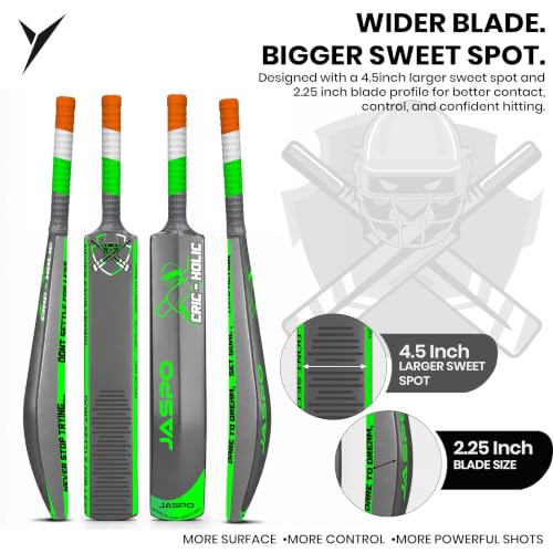 Image of jaspo Cric Holic Lite Heavy Duty Plastic Cricket Bat Kit for Age 12+ | Includes 34 inch Bat, Ball & Stumps | Full Size-8 Combo for Kids, Teens & Beginners