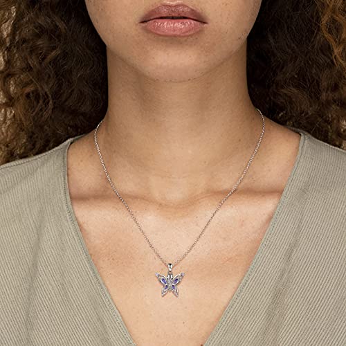 MANBU Butterfly Cremation Urn Necklace for Ashes: 925 Sterling Silver Memorial Pendant Jewelry Women Keepsake Bereavement Gift for A Loss of the Loved One2
