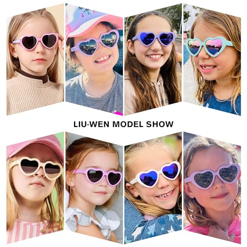 LIU·WEN Kids Heart Sunglasses for Toddler Girls Age 2-8 - Polarized TPEE Rubber Flexible Shades3