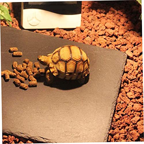 Yapthes Reptile Habitat Rock, Aquarium Slate Reptile Habitat Rock Tortoise Slate Reptile Basking Platform Feeding Dish Black S, Reptile Basking Platform #TOP5