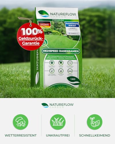 Rasensamen schnellkeimend Nachsaat - Grassamen schnellkeimend - Rasensaat für sattgrünen Rasen