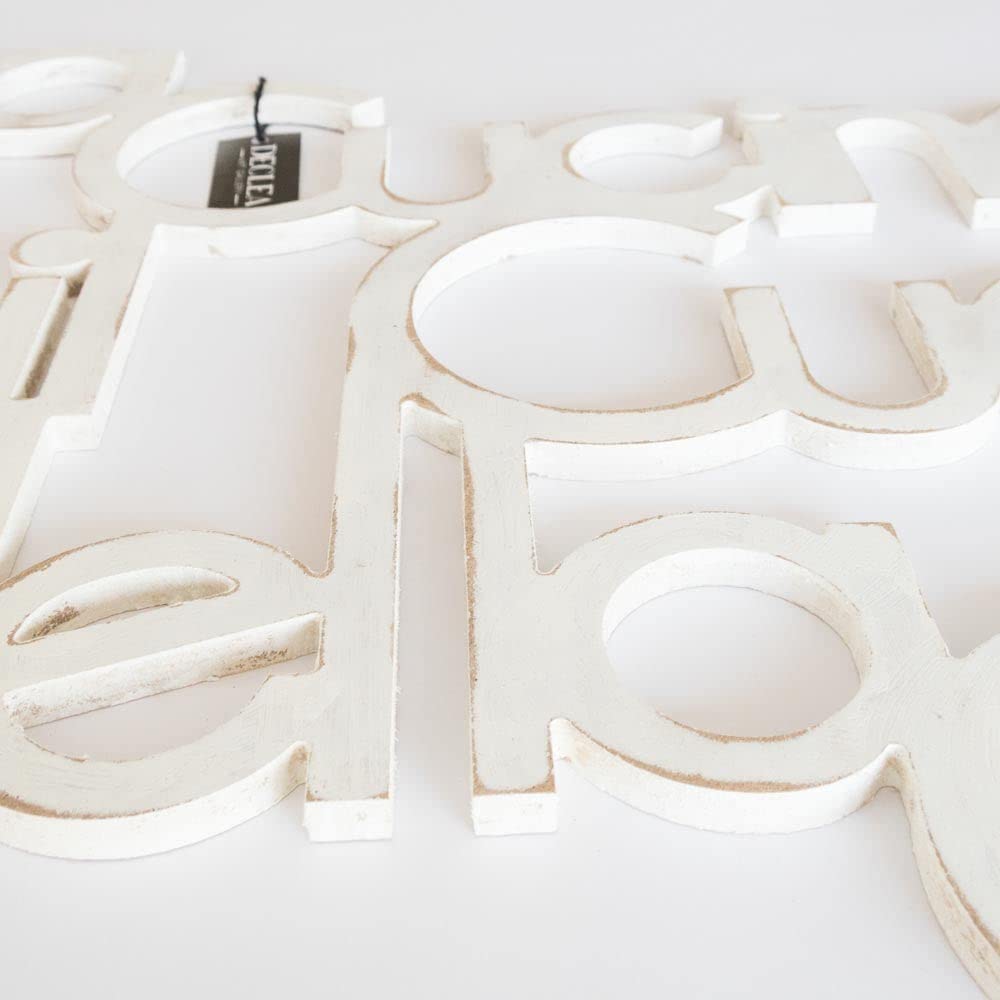 Declea Home Decor, Scritta frase in legno da appendere La cucina è il cuore della casa, Decorazione Murale da appendere alla parete ideale per la per cucina, Shabby, 60X45 cm