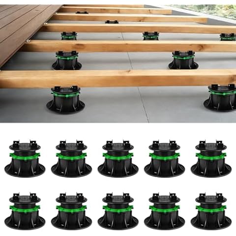 10 PCS Deck Block- Adjustable Deck Support Pedestal(3.54" to 7.28")- Deck Foundation Base Deck Post Base Support- Adjustable Plastic Pedestal Paver for Floating Deck Platform Deck Floor Height Cover