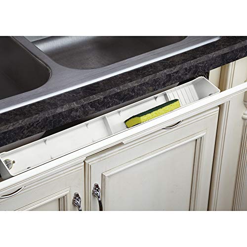 Image of Rev-A-Shelf 22 inch Tip-Out Plastic Sink Tray for Kitchen and Bathroom Base Cabinets, Large Pullout Vanity Shelf Home Organizer, White, LD-6591-22-11-1
