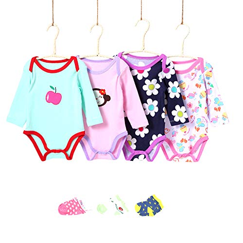 ZEVONDA Unisex Baby Bodysuits - 7 Packs Long Sleeve Onesies Romper, Random/3M