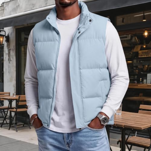 Black Puffer Vest Men Quilted Puff Vest Lightweight Padded Coat Outwear - image 2