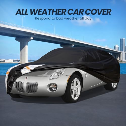 Image of Multi-Layer Car Cover Custom Fit for Pontiac Solstice(2005-2009), 100% Waterproof All Weather for Automobiles, Gift with Towel, Heavy Duty Car Covers for Rain Sun UV Protection with Door Zipper