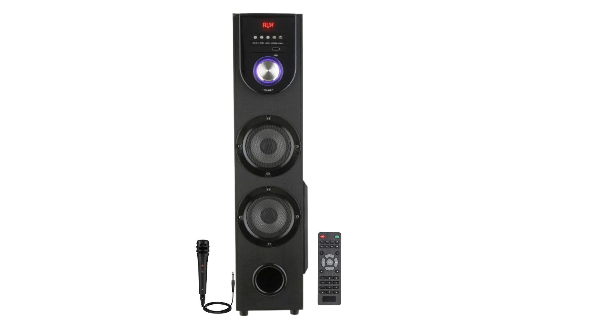 TECHXEXWOO PS-544 Tower Speaker System, 80W Powerful Sound, Bluetooth 5.0, USB Playback, FM Radio, AUX-in, 5.25 Inch Woofer with Dual 4 Inch Speakers, Wired Microphone and Remote Control Included-picture-16
