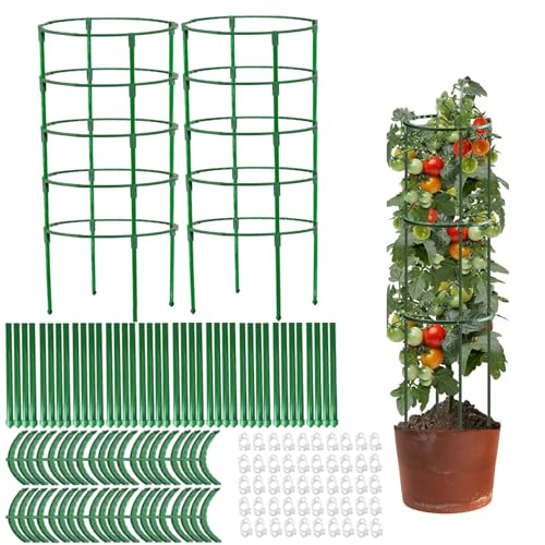Tomaten Rankhilfe, 125cm*2 Stück Rankhilfe Garten Mit Verstellbarer Höhe, Unbegrenztes Spleißen Pflanzen Rankhilfe, Gurken Rankhilfe, Rankgitter Für Tomaten, Tomatenturm, Blumenstütze