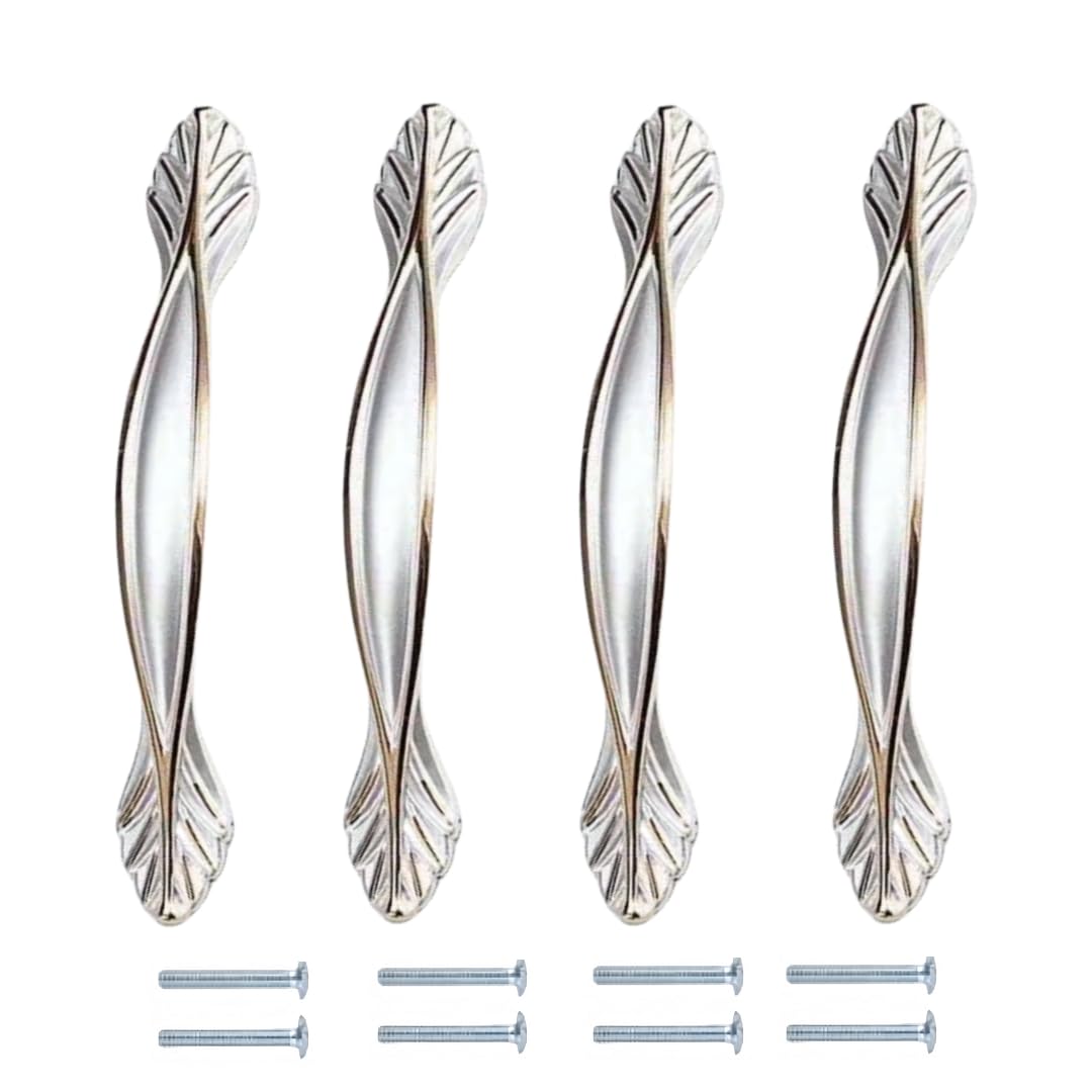 NLQCSXWEP Zinc Alloy Cabinet Bow Handle, Zinc Alloy Aluminum Cabinet Handles 4-Pack Multicolor(1154-96mm Sand Silver Gold)