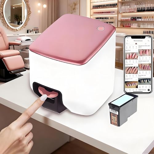 Soflightmok Impresora De UñAs, MáQuina PortáTil para Pintar UñAs 3D,MáS De 1000 DiseñOs, Control De Impresora De UñAs DIY Mediante App MóVil para SalóN En Casa, Regalo para NiñAs Y Mujeres.