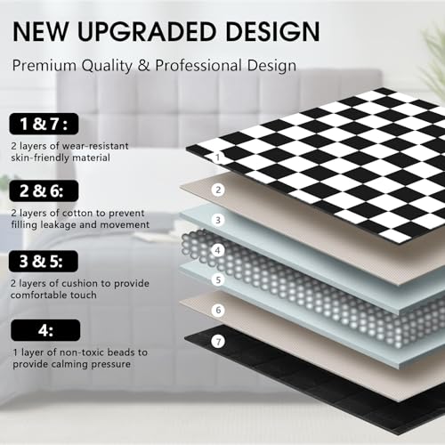 Image of Black Checkered Weighted Blanket for Adults 20lbs, 60 inchx80 inch Queen Size, Cooling Heavy Blanket for 180-220lbs with Premium Glass Beads, Soft Thick Big Blankets for All-Season Sleeping Comfort Breathable