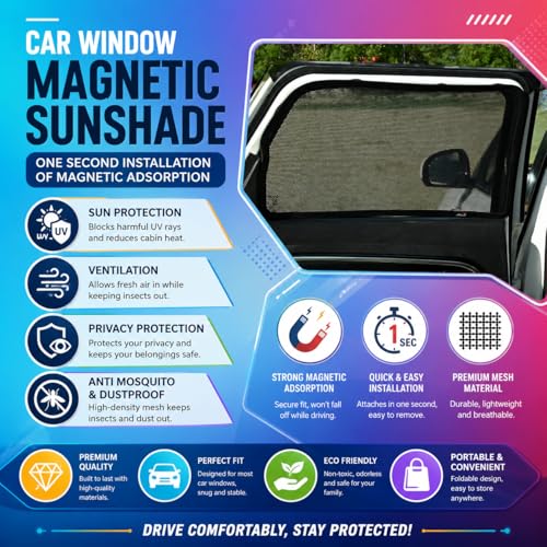 Image of Able Dotnet Car Magnetic Sun Shade Curtains 4 Door with Zipper for Ford Freestyle Set of 4 Pcs