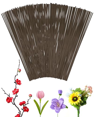 100 PCS FIVEIZERO 18 Gauge Brown Floral Wire Stems for Artificial Flower Making,Florist Wire,Flower Wires for Crafts,Alambre para Flores for Wreaths, Flower Arrangements and DIY Projects