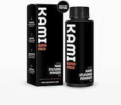 Pó de textura de cabelo Kami para homens – Forte fixação e volume em pó – Produto texturizante para cabelo masculino, acabamento fosco, fixação durante todo o dia para cabelos grossos