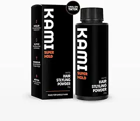 Pó de textura de cabelo Kami para homens – Forte fixação e volume em pó – Produto texturizante para cabelo masculino, acabamento fosco, fixação durante todo o dia para cabelos grossos
