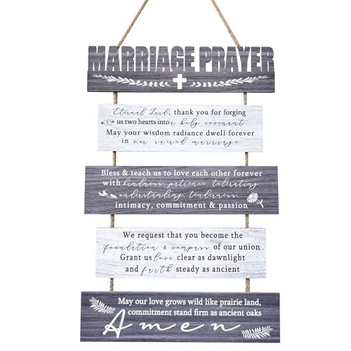 Product Image of the PURREITTI Rustic Marriage Prayer Signs Wall Decor for Bedroom, Christian Religious Inspiring Home Decor for Couples, Wedding Gifts for Newlyweds Bridal Shower Marriage Anniversary Wife Husband