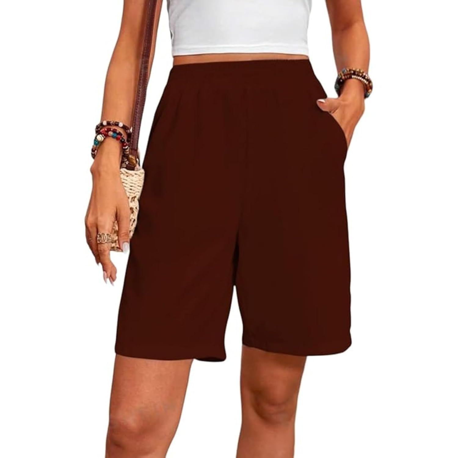 High-Waist Design with Drawstring Waist Women’s Outdoor Shorts Relaxed Fit Stylish Brown Summer Wear | Women’s Dress | jumpsuit | Stylish Jumpsuit for Women
