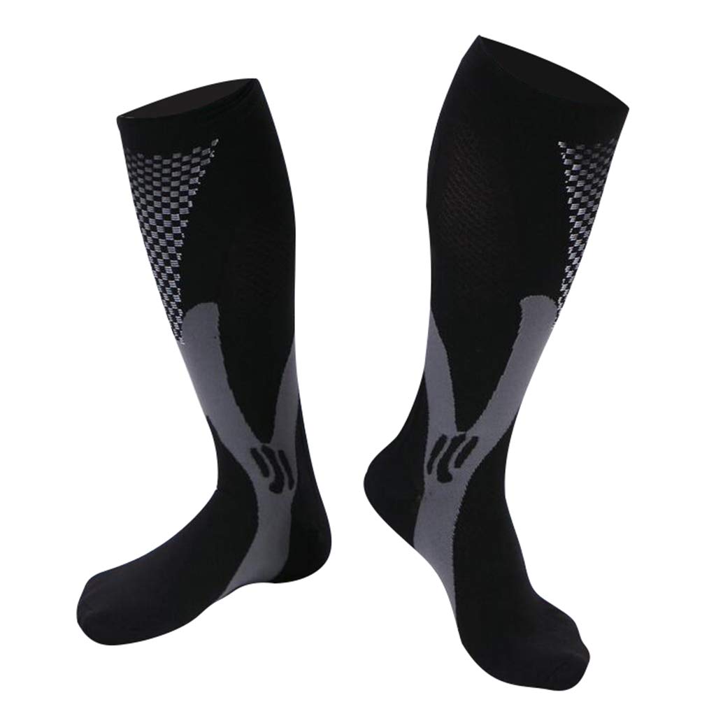 1Pair Compression Socks Knee High Stockings Sleeve Sneaker Socks Black L-XL-image-49