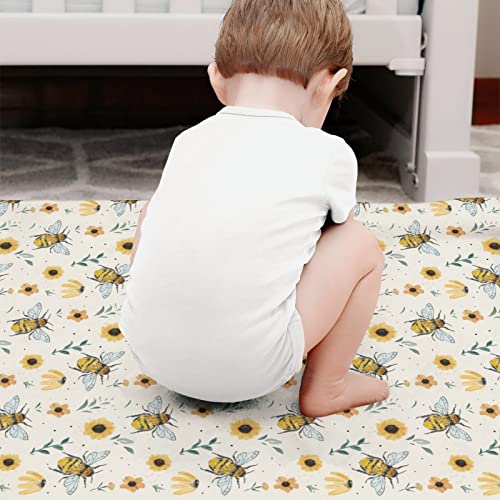 Hawskgfub Baby Toddler Girl Watercolor Bee Sunflower Floral Blanket Gift, Nursery Bumblebee Flower Flannel Fleece Bed Swaddling Blankets, Soft Lightweight Newborn Baby Shower Kids Crib Bedding 30 X 40 #TOP5