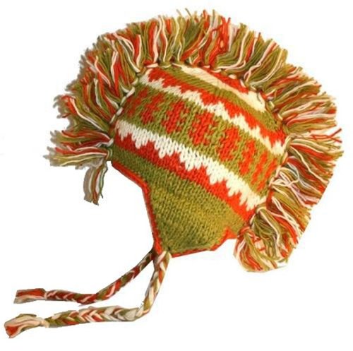 Agan Traders Mohawk Wool Funky American Canada UK Flag Hat Beanie ~ Soft Warm Ear Flap Hand Crochet Fleece Knit Hat ~ Nepal