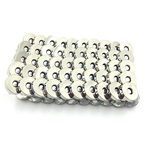 100 Sets Silver Tone Magnetic Purse Snap Clasps Button/Great for Closure Purse Handbag Clothes Sewing Craft No Tools Required 14mm (14YIN100)