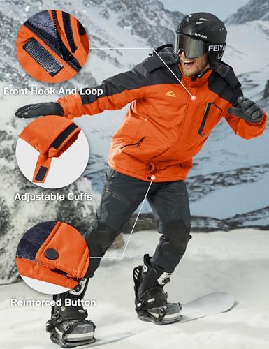 Image of MAGCOMSEN Men's Winter Coats Waterproof Ski Snow Jacket Warm Fleece Parka Raincoats With Multi-Pockets