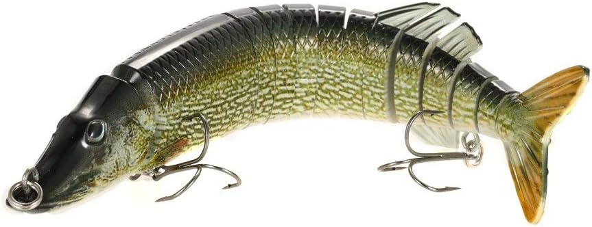 Lixada Fishing Lure Set 5PCS Multi Jointed Segment Swimbait Lifelike Hard Bait Crankbait Treble Hooks 3D Eyes Popper Crankbait Vibe Sinking Lure for Bass Trout Perch