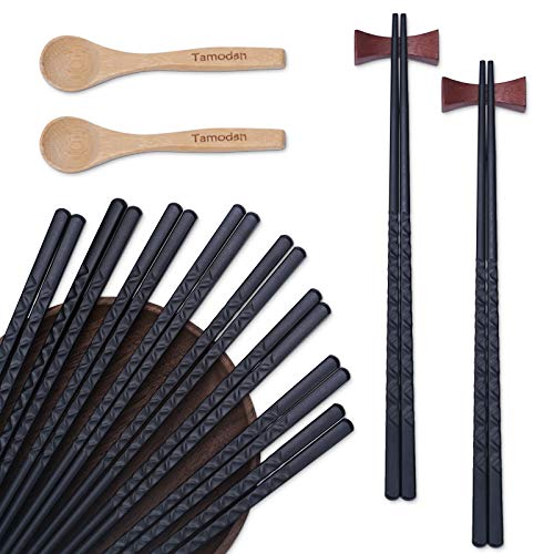 Up To 50% OFF Chopsticks Reusable Dishwasher Safe 10 Pairs& Non-slip Design Chopstick, Classic Black Chopsticks-9.4inches.