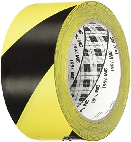 3M 766i 766i, taśma ostrzegawcza w paski do oznaczania podłogi i bezpieczeństwa z nośnikiem PCW w kolorze czarno-żółtym, 50 mm x 30 m, 0,13 mm