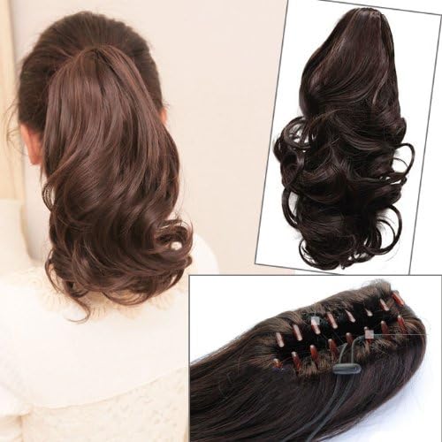 NEW Stylish Curly Ponytail Extension Long Claw Clip on Layered Hair Piece pp42 (light brown)