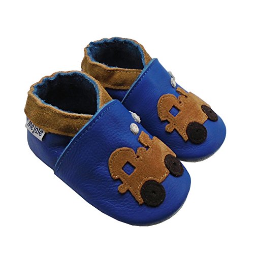 image for Mejale Baby Shoes Soft Sole Leather Crawling Moccasins Cartoon Train I