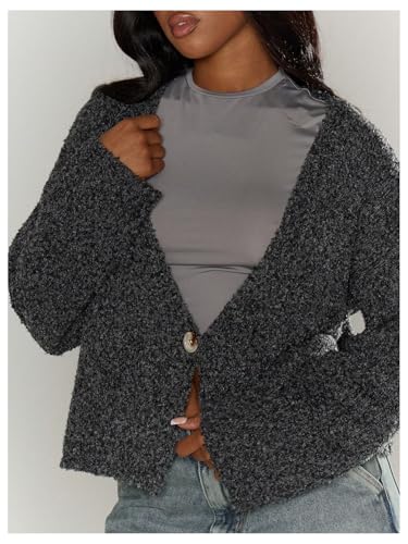 Image of COZYEASE Women's Oversized Striped Cardigan Sweaters Button Down Long Sleeve Drop Shoulder Knit Outerwear Coat