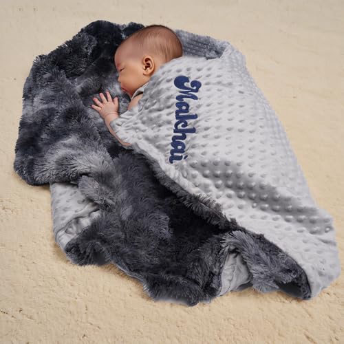 Image of Personalized Baby Blanket Customized Baby Blanket with Name, Custom Embroidered Blanket for Boys & Girls, Soft Minky dot Keepsake Newborn Swaddle, Personalized Baby Gifts for Baby Showers (Baby)